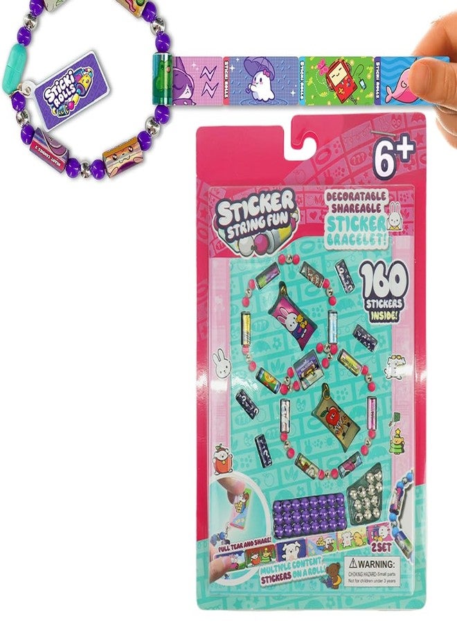 PATPAT®DIY Sticker Rolls Bracelet for Girls 160Pcs Cartoon Stickers Included, DIY Sticker Bracelet Making Kit with Spacer Beads & Charms, Stickers Bracelet Making Kit, Children's Day Gift,Multi Color - Image 1